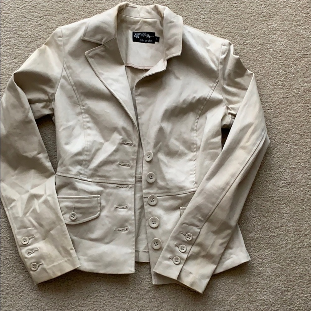 Cream button up blazer with sheen